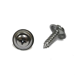 Phillips Oval Head Sems Tapping Screws w/ Countersunk Washer #10 x 3/4" w/ #8 Head Chrome