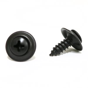 Phillips Oval Head Sems Tapping Screw w/ Countersunk Washer #10 x 5/8" w/ #8 Head Black