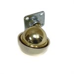 Brass Plated Soft Tread Ball Caster 1 3/4" w/ Mounting Plate DISCONTINUED